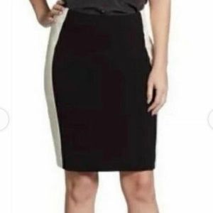 Diane Von Furstenberg Black Pencil Skirt with Beige Side Panels